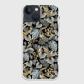 Чехол для iPhone 13 mini с принтом Серебряные листочки в Белгороде,  |  | азия | бабочки | ветви | ветки | девушкам | деревья | джунгли | жара | золото | лес | летний | лето | листочки | листья | ночь | отдых | природа | растения | сад | серебро | серый | таиланд | тропики
