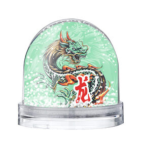 Снежный шар с принтом Изумрудный дракон в Белгороде, Пластик | Изображение внутри шара печатается на глянцевой фотобумаге с двух сторон | бирюзовая | драконы | змея | знак | иероглиф | китайский | когти | миф | огонь | пламя | разноцветная | рога | тату | татуировка | чешуя | яркая