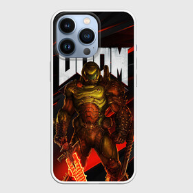 Чехол для iPhone 13 Pro с принтом DOOM ETERNAL в Белгороде,  |  | Тематика изображения на принте: demons | devil | doom | doom eternal | doom guy | doom slayer | hell | iddqd | slayer | ад | демоны | дум | палач рока