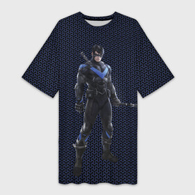 Платье-футболка 3D с принтом Nightwing в Белгороде,  |  | batman | batman arkham knight | nightwing | vdzabma | бэтмен | бэтмен рыцарь аркхема | найтвинг