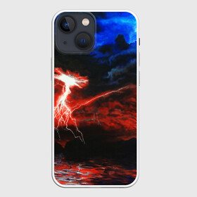 Чехол для iPhone 13 mini с принтом storm в Белгороде,  |  | color | colour | electricity | glim | glow | light | lights | neon | power | shine | молния | напряжение | неоновый | разряд | стихия | ток | удар | электричество