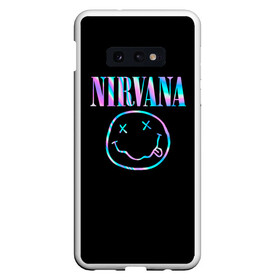 Чехол для Samsung S10E с принтом Nirvana(Спина) в Белгороде, Силикон | Область печати: задняя сторона чехла, без боковых панелей | nirvana | гитара | голограмма | кобейн | курт | курт кобейн | музыка | неон | нирвана | рок | смайл