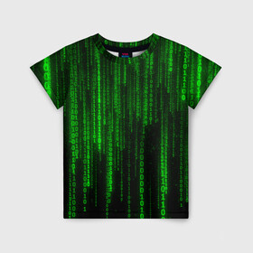 Детская футболка 3D с принтом Матрица код цифры программист в Белгороде, 100% гипоаллергенный полиэфир | прямой крой, круглый вырез горловины, длина до линии бедер, чуть спущенное плечо, ткань немного тянется | бинарный код | веб | вирус | всемирная паутина | двоичный код | зеленый | интернет | информация | кибер | код | кодер | кодирование | матрица | наука | олдскул | по | программирование
