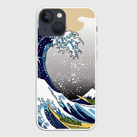 Чехол для iPhone 13 mini с принтом The great wave off kanagawa в Белгороде,  |  | Тематика изображения на принте: the great wave off kanagawa | большая волна | большая волна в канагаве | волна | гора | исккуство | канагава | картина | кацусика хокусай | молочный | серый | япония