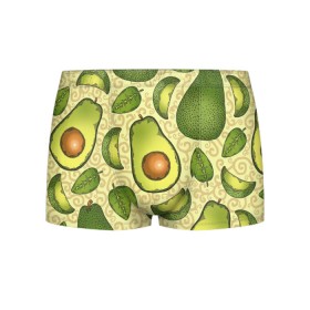 Мужские трусы 3D с принтом Авокадо в Белгороде, 50% хлопок, 50% полиэстер | классическая посадка, на поясе мягкая тканевая резинка | Тематика изображения на принте: авокадо | зеленый | лайм | листок