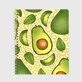 Тетрадь с принтом Авокадо в Белгороде, 100% бумага | 48 листов, плотность листов — 60 г/м2, плотность картонной обложки — 250 г/м2. Листы скреплены сбоку удобной пружинной спиралью. Уголки страниц и обложки скругленные. Цвет линий — светло-серый
 | Тематика изображения на принте: авокадо | зеленый | лайм | листок