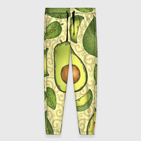 Женские брюки 3D с принтом Авокадо в Белгороде, полиэстер 100% | прямой крой, два кармана без застежек по бокам, с мягкой трикотажной резинкой на поясе и по низу штанин. В поясе для дополнительного комфорта — широкие завязки | авокадо | зеленый | лайм | листок