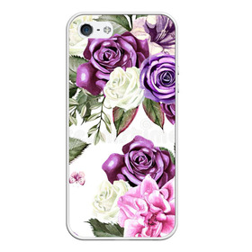 Чехол для iPhone 5/5S матовый с принтом Красивые розы в Белгороде, Силикон | Область печати: задняя сторона чехла, без боковых панелей | Тематика изображения на принте: белые розы | белый | необычные | розовый | розы | синие розы | синий | фиолетовые розы | фиолетовый | цветы