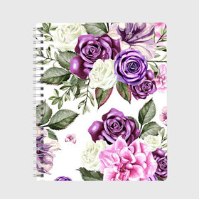 Тетрадь с принтом Красивые розы в Белгороде, 100% бумага | 48 листов, плотность листов — 60 г/м2, плотность картонной обложки — 250 г/м2. Листы скреплены сбоку удобной пружинной спиралью. Уголки страниц и обложки скругленные. Цвет линий — светло-серый
 | белые розы | белый | необычные | розовый | розы | синие розы | синий | фиолетовые розы | фиолетовый | цветы