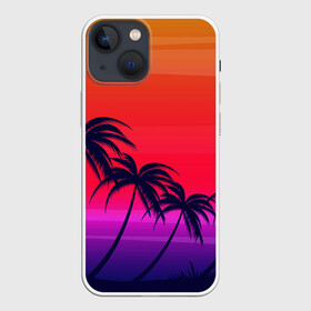 Чехол для iPhone 13 mini с принтом Очеровательный закат в Белгороде,  |  | арт | лето | море | океан | пальмы | пляж | поп | солнце | субтропики | тропики | тропические | цветы