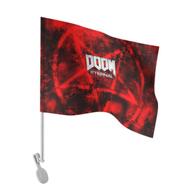 Флаг для автомобиля с принтом Doom Eternal в Белгороде, 100% полиэстер | Размер: 30*21 см | bethesda softworks | doom eternal | doomguy | id software | демоны | дум этернал | марс | палач рока | этернал