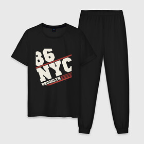 Мужская пижама хлопок с принтом 1986 New York Brooklyn в Белгороде, 100% хлопок | брюки и футболка прямого кроя, без карманов, на брюках мягкая резинка на поясе и по низу штанин
 | 1986 | bronx | brooklyn | city | manhattan | new york | queens | retro | staten island | usa | vintage | бронкс | бруклин | винтаж | джерси | квинс | мантэттен | манхеттен | манхэттэн | нью джерси | нью йорк | остров | ретро | стейтен айленд | сш