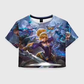 Женская футболка Crop-top 3D с принтом mobile legends в Белгороде, 100% полиэстер | круглая горловина, длина футболки до линии талии, рукава с отворотами | 5v5 | dota | game | heroes | legends | moba | mobile | mobile legends | mobile moba | pubg | pvp | герои | дети | для женщин | для мужчин | дота | игра | легенда | моба | мобла