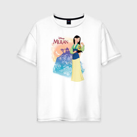 Женская футболка хлопок Oversize с принтом Fa Mulan в Белгороде, 100% хлопок | свободный крой, круглый ворот, спущенный рукав, длина до линии бедер
 | fa mulan | mulan | vdosadir | бэрри кук | дисней | мулан | тони бэнкрофт | фа мулан