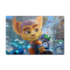 Пазл магнитный 126 элементов с принтом Ratchet & Clank Rift Apart в Белгороде, полимерный материал с магнитным слоем | 126 деталей, размер изделия —  180*270 мм | Тематика изображения на принте: ratchet  clank rift apart | игра | персонаж | рисунок