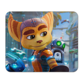 Коврик для мышки прямоугольный с принтом Ratchet & Clank Rift Apart в Белгороде, натуральный каучук | размер 230 х 185 мм; запечатка лицевой стороны | Тематика изображения на принте: ratchet  clank rift apart | игра | персонаж | рисунок