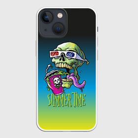 Чехол для iPhone 13 mini с принтом Cool skull в Белгороде,  |  | bones | grin | jaw | juice | skull | teeth | tongue | зубы | кости | оскал | очки | пасть | сок | череп | язык