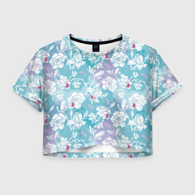 Женская футболка Crop-top 3D с принтом Mulan Flowers Pattern в Белгороде, 100% полиэстер | круглая горловина, длина футболки до линии талии, рукава с отворотами | flowers | mulan | vdosadir | бэрри кук | мулан | тони бэнкрофт | цветы