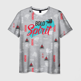 Мужская футболка 3D с принтом Bold Spirit в Белгороде, 100% полиэфир | прямой крой, круглый вырез горловины, длина до линии бедер | mulan | vdosadir | бэрри кук | веер | иероглифы | китай | мулан | тони бэнкрофт