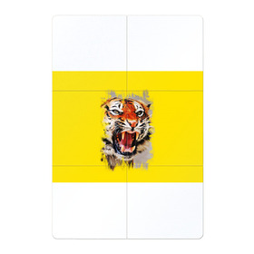 Магнитный плакат 2Х3 с принтом Оскал тигра в Белгороде, Полимерный материал с магнитным слоем | 6 деталей размером 9*9 см | барс | волк | детёныш | джунгли | енот | животное | зубр | кот | лев | леопард | львица | медведь | охотник | пасть | полосы | пятнистая | рык | рычание | тигр | тигрица | хозяин | царьзверей | шерсть