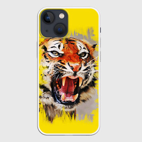 Чехол для iPhone 13 mini с принтом Оскал тигра в Белгороде,  |  | Тематика изображения на принте: барс | волк | детёныш | джунгли | енот | животное | зубр | кот | лев | леопард | львица | медведь | охотник | пасть | полосы | пятнистая | рык | рычание | тигр | тигрица | хозяин | царьзверей | шерсть