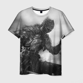 Мужская футболка 3D с принтом DARK SOULS в Белгороде, 100% полиэфир | прямой крой, круглый вырез горловины, длина до линии бедер | dark | dark souls | demon souls | knight | praise the sun | дарк соулс | демон соулс | игры | рыцарь | темные души | тьма