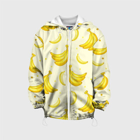 Детская куртка 3D с принтом Банана в Белгороде, 100% полиэстер | застежка — молния, подол и капюшон оформлены резинкой с фиксаторами, по бокам — два кармана без застежек, один потайной карман на груди, плотность верхнего слоя — 90 г/м2; плотность флисового подклада — 260 г/м2 | pattern | textures | tnt | абстракция | бананабум | бананы | ветки | взрыв | геометрия | градиент | дождь | заливка | обезьяна | паттерны | пиксели | пикси | продукты | текстура | текстуры | тнт | фигуры | фон