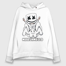 Женское худи Oversize хлопок с принтом MARSHMELLO в Белгороде, френч-терри — 70% хлопок, 30% полиэстер. Мягкий теплый начес внутри —100% хлопок | боковые карманы, эластичные манжеты и нижняя кромка, капюшон на магнитной кнопке | dj | marshmello | marshmellow | usa | америка | клуб | клубная музыка | мармело | маршмелло | маршмеллоу | музыка | музыкант