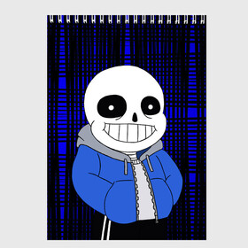 Скетчбук с принтом Sans Undertale в Белгороде, 100% бумага
 | 48 листов, плотность листов — 100 г/м2, плотность картонной обложки — 250 г/м2. Листы скреплены сверху удобной пружинной спиралью | asriel dreemurr | blaster | chara | frisk | gaster | sans | skull | undertale | азриэль дримурр | андертале | андертейл | андрайн | гастер | игра | меттатон | подземная история | подземная сказка | санс | скелет | ундертале | фриск