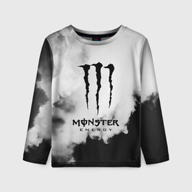 Детский лонгслив 3D с принтом MONSTER ENERGY в Белгороде, 100% полиэстер | длинные рукава, круглый вырез горловины, полуприлегающий силуэт
 | adrenalin | energy monster | monster | monster energy | monstr | sport | адреналин | монстер | монстр | напиток | спорт | энергетик