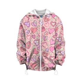 Детская куртка 3D с принтом Сердечки разные в Белгороде, 100% полиэстер | застежка — молния, подол и капюшон оформлены резинкой с фиксаторами, по бокам — два кармана без застежек, один потайной карман на груди, плотность верхнего слоя — 90 г/м2; плотность флисового подклада — 260 г/м2 | blue | flower | flowers | love | love is | loves | pink | rose | бабочка | бабочки | голубая | девочке | девушке | красивая | мода | парню | подарок | приятная | роза | розовая | сердечки | сердце | текстура | тренд | цветок