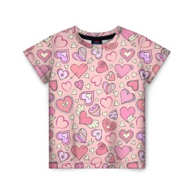 Детская футболка 3D с принтом Сердечки разные в Белгороде, 100% гипоаллергенный полиэфир | прямой крой, круглый вырез горловины, длина до линии бедер, чуть спущенное плечо, ткань немного тянется | blue | flower | flowers | love | love is | loves | pink | rose | бабочка | бабочки | голубая | девочке | девушке | красивая | мода | парню | подарок | приятная | роза | розовая | сердечки | сердце | текстура | тренд | цветок