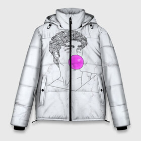 Мужская зимняя куртка 3D с принтом Bubble gum в Белгороде, верх — 100% полиэстер; подкладка — 100% полиэстер; утеплитель — 100% полиэстер | длина ниже бедра, свободный силуэт Оверсайз. Есть воротник-стойка, отстегивающийся капюшон и ветрозащитная планка. 

Боковые карманы с листочкой на кнопках и внутренний карман на молнии. | Тематика изображения на принте: bubble gum | скульптура | статуя