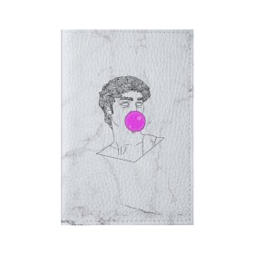 Обложка для паспорта матовая кожа с принтом Bubble gum в Белгороде, натуральная матовая кожа | размер 19,3 х 13,7 см; прозрачные пластиковые крепления | bubble gum | скульптура | статуя