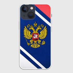 Чехол для iPhone 13 mini с принтом RUSSIA SPORT в Белгороде,  |  | russia | russia sport | народный | народный стиль | отечество | патриот | роспись | россия | россия спорт | русский | спорт | триколор | узоры | флаг | я русский