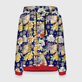 Женская толстовка 3D с принтом Пионы Японии / Summer Loves You в Белгороде, 100% полиэстер  | двухслойный капюшон со шнурком для регулировки, мягкие манжеты на рукавах и по низу толстовки, спереди карман-кенгуру с мягким внутренним слоем. | веер | веера | иероглифы | кимоно | кимоно пионы | лето | пион | пионы | пионы текстура | пионы узор | пионы фон | самурай | текстура пионы | текстура цветы | цветочный | цветы текстура | цветы фон