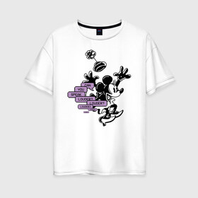 Женская футболка хлопок Oversize с принтом Минни Маус в Белгороде, 100% хлопок | свободный крой, круглый ворот, спущенный рукав, длина до линии бедер
 | minnie minerva mouse уолт дисней мультфильм ретро | vdkovmar минни маус | walt disney | мышка
