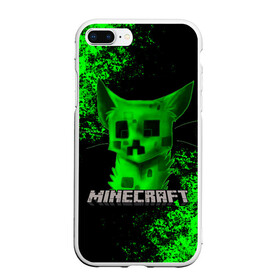 Чехол для iPhone 7Plus/8 Plus матовый с принтом MINECRAFT CAT в Белгороде, Силикон | Область печати: задняя сторона чехла, без боковых панелей | creeper | game | minecraft | блоки | игра | квадраты | компьютерная | кот | котенок | кошка | крипер | криппер | майнкрафт | огонь