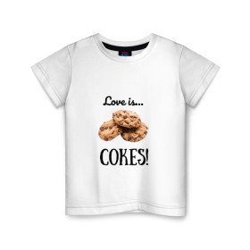 Детская футболка хлопок с принтом Печеньки в Белгороде, 100% хлопок | круглый вырез горловины, полуприлегающий силуэт, длина до линии бедер | love | десерт | еда | кулинария | любовь | печенье | сладости