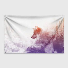Флаг-баннер с принтом ВОЛК(D) в Белгороде, 100% полиэстер | размер 67 х 109 см, плотность ткани — 95 г/м2; по краям флага есть четыре люверса для крепления | wolf | волк | волки | волчица | животные | одинокий волк