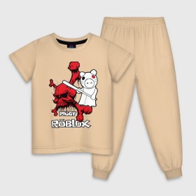 Детская пижама хлопок с принтом Свинка Пигги из Roblox в Белгороде, 100% хлопок |  брюки и футболка прямого кроя, без карманов, на брюках мягкая резинка на поясе и по низу штанин
 | Тематика изображения на принте: pig | piggi | roblox | svinka | игра | пигги
