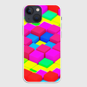 Чехол для iPhone 13 mini с принтом ЦВЕТНЫЕ КУБИКИ в Белгороде,  |  | abstract | abstraction | geometry | line | pattern | psy | абстрактный | абстракция | геометрия | краски | кубики | линии | неоновые | неоновый | психоделика | текстура