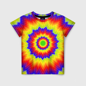 Детская футболка 3D с принтом Tie-Dye в Белгороде, 100% гипоаллергенный полиэфир | прямой крой, круглый вырез горловины, длина до линии бедер, чуть спущенное плечо, ткань немного тянется | abstract | colorful | dye | gradient | texture | tie | абстракция | градиент | дай | тай | текстура | цветной