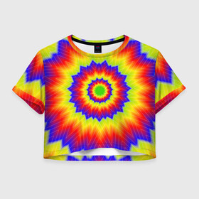 Женская футболка Crop-top 3D с принтом Tie-Dye в Белгороде, 100% полиэстер | круглая горловина, длина футболки до линии талии, рукава с отворотами | abstract | colorful | dye | gradient | texture | tie | абстракция | градиент | дай | тай | текстура | цветной