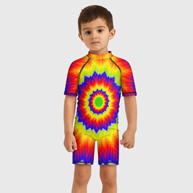 Детский купальный костюм 3D с принтом Tie Dye в Белгороде, Полиэстер 85%, Спандекс 15% | застежка на молнии на спине | abstract | colorful | dye | gradient | texture | tie | абстракция | градиент | дай | тай | текстура | цветной