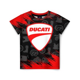 Детская футболка 3D с принтом DUCATI [2] в Белгороде, 100% гипоаллергенный полиэфир | прямой крой, круглый вырез горловины, длина до линии бедер, чуть спущенное плечо, ткань немного тянется | Тематика изображения на принте: ducati | moto | дукати | мото | мотоцикл