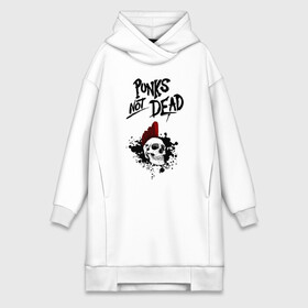 Платье-худи хлопок с принтом Punks not dead в Белгороде,  |  | punk | punks | punks not dead | skull | ирокез | панк | панк не мёртв | панк не умер | панк череп | череп | череп с ирокезом