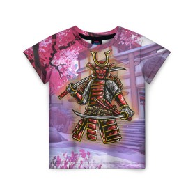 Детская футболка 3D с принтом Самурай (Z) в Белгороде, 100% гипоаллергенный полиэфир | прямой крой, круглый вырез горловины, длина до линии бедер, чуть спущенное плечо, ткань немного тянется | samurai | буке | воин | вояк | мононофу | мститель | мушя | ниндзя | сабурай | самурай | слуга | солдат | цувамоно