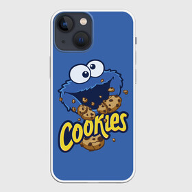 Чехол для iPhone 13 mini с принтом Cookies в Белгороде,  |  | cookie | cookiemonster | delicious | eat | monster | yummy | еда | коржик | куки | кукимонстр | монстр | печенье | сезам | сладости | улица | улицасезам