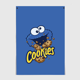 Постер с принтом Cookies в Белгороде, 100% бумага
 | бумага, плотность 150 мг. Матовая, но за счет высокого коэффициента гладкости имеет небольшой блеск и дает на свету блики, но в отличии от глянцевой бумаги не покрыта лаком | cookie | cookiemonster | delicious | eat | monster | yummy | еда | коржик | куки | кукимонстр | монстр | печенье | сезам | сладости | улица | улицасезам